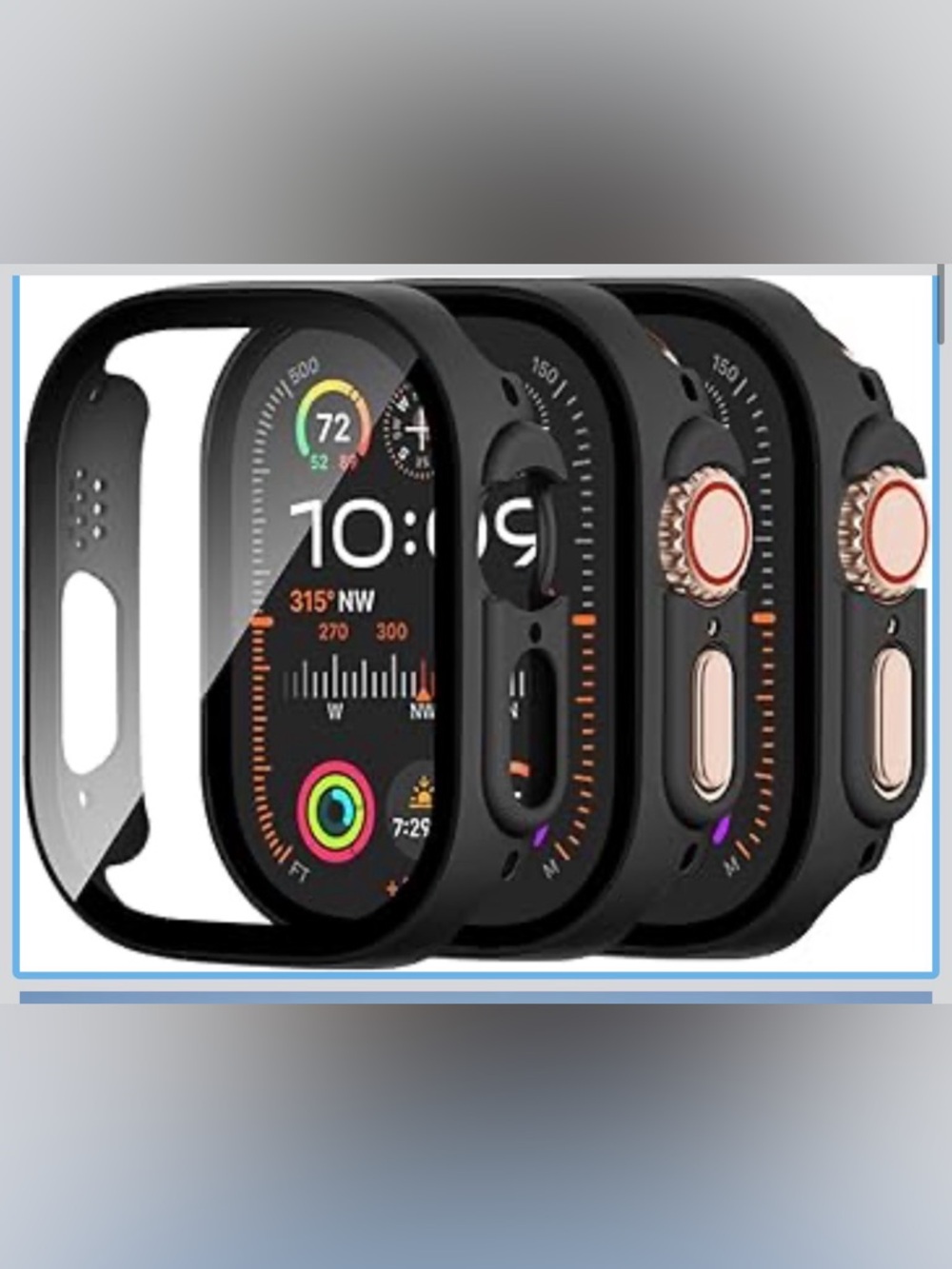 49mm Black Protective Case for Smartwatch - Compatible Wearable Accessory 3pack